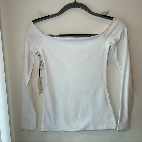 NWT New Aritzia Contour Off-shoulder Longsleeve Top White Size Small - Picture 3 of 9